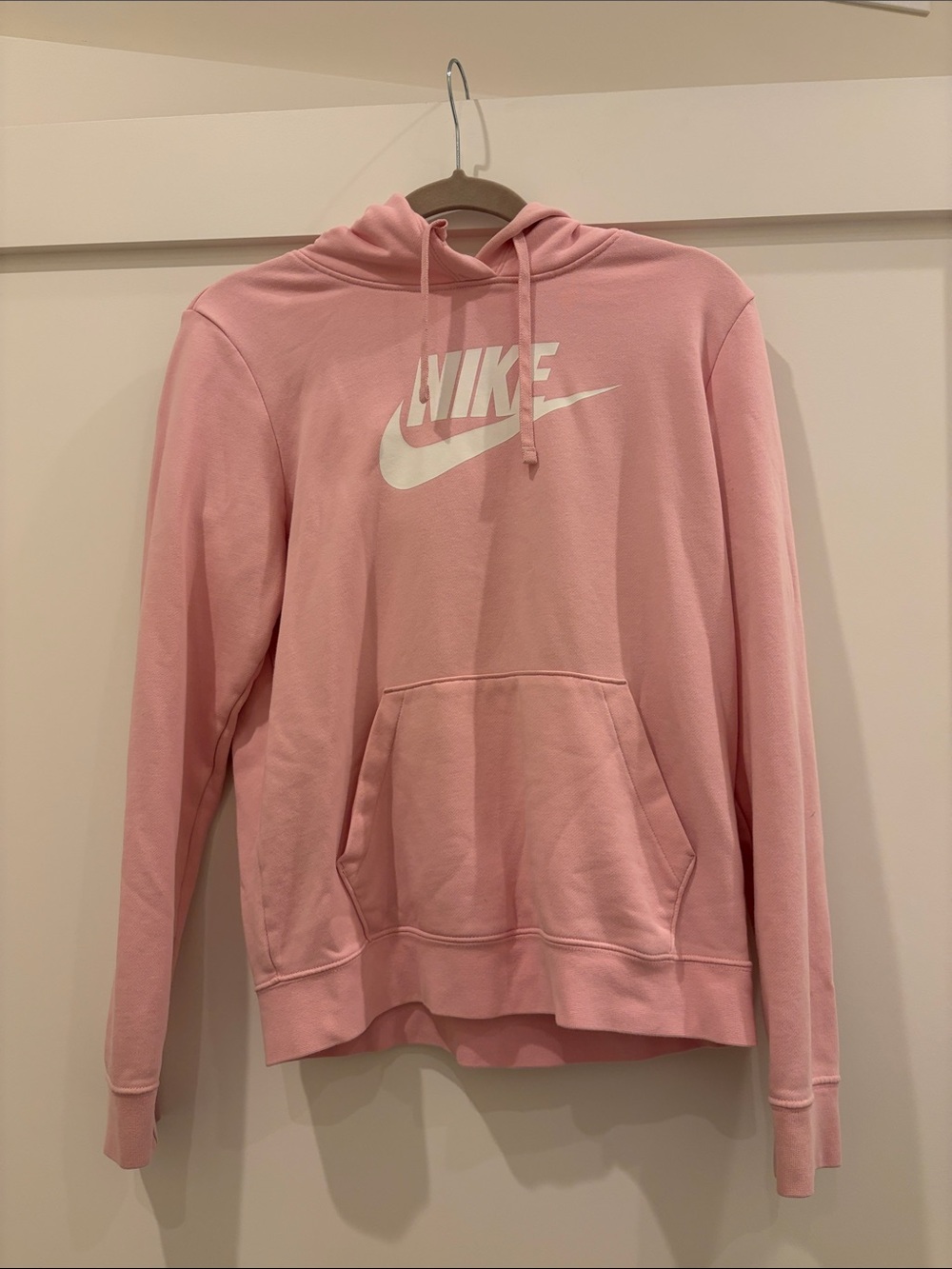 Nike Pink Hoodie with White Logo - Women's Pullover Sweatshirt
